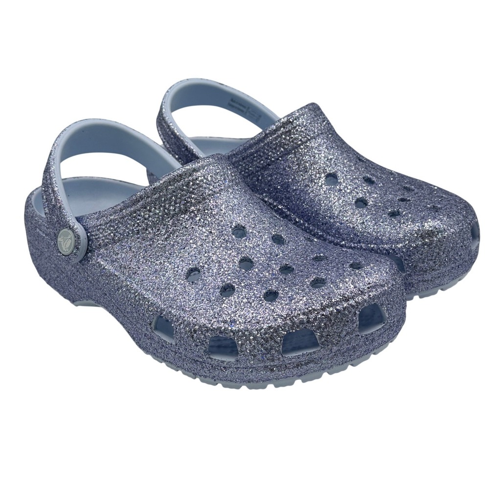 Crocs Classic Chunky Glitter Clog Junior Size 6 Blue Frost NWT 211939-4WK